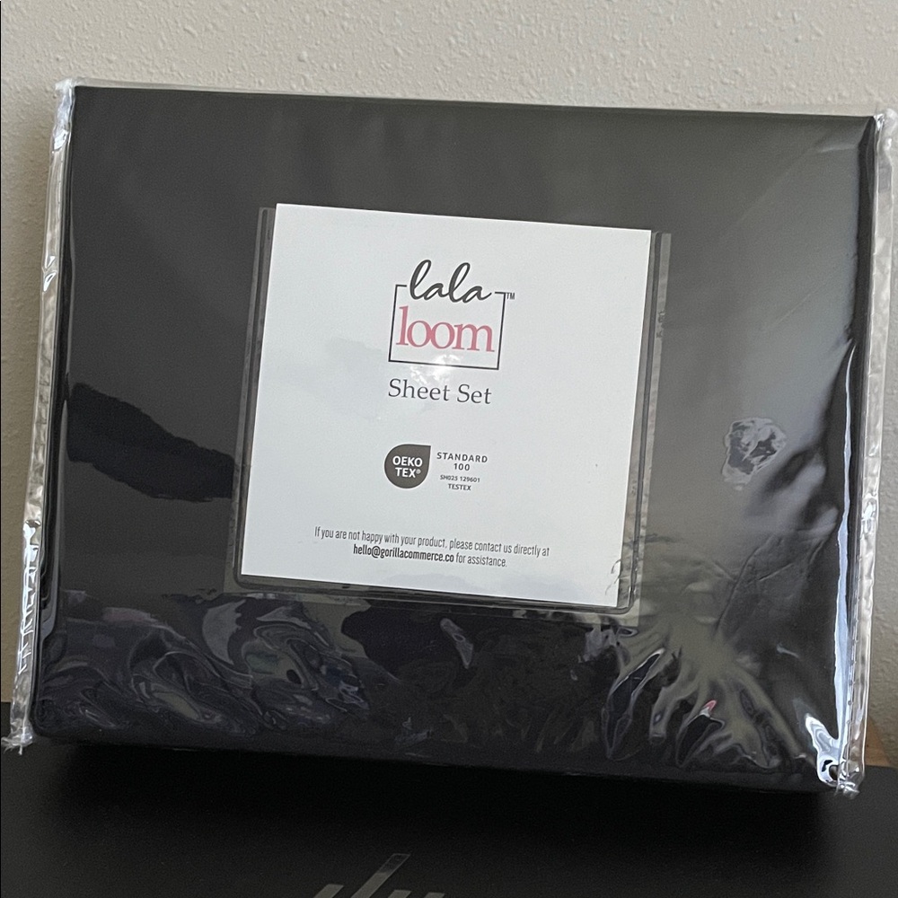 LALA LOOM Sheet Set Home Bedding, Twin, Black